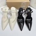 Za2025spring new product patent leather effect strap pointed toe high heel open heel stiletto mule shoes toe cap back hollow sandals