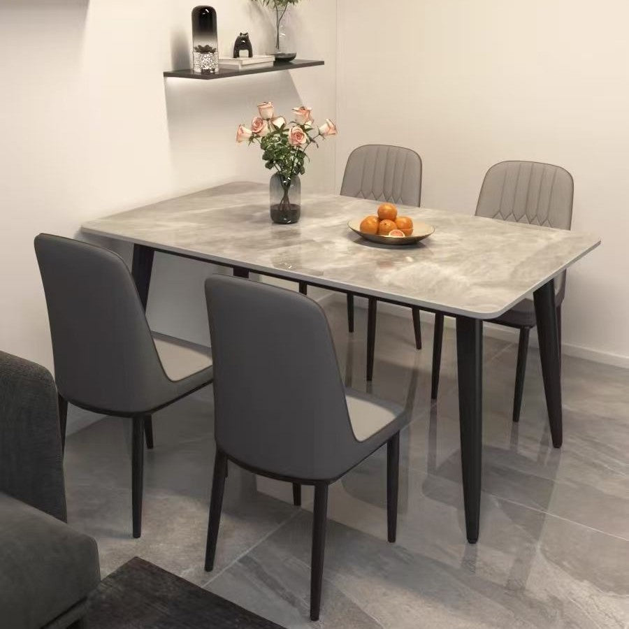 Rock slab dining table and chair combination for homesmall apartment matte thickened dining table modern casualaccessible luxury glossy table