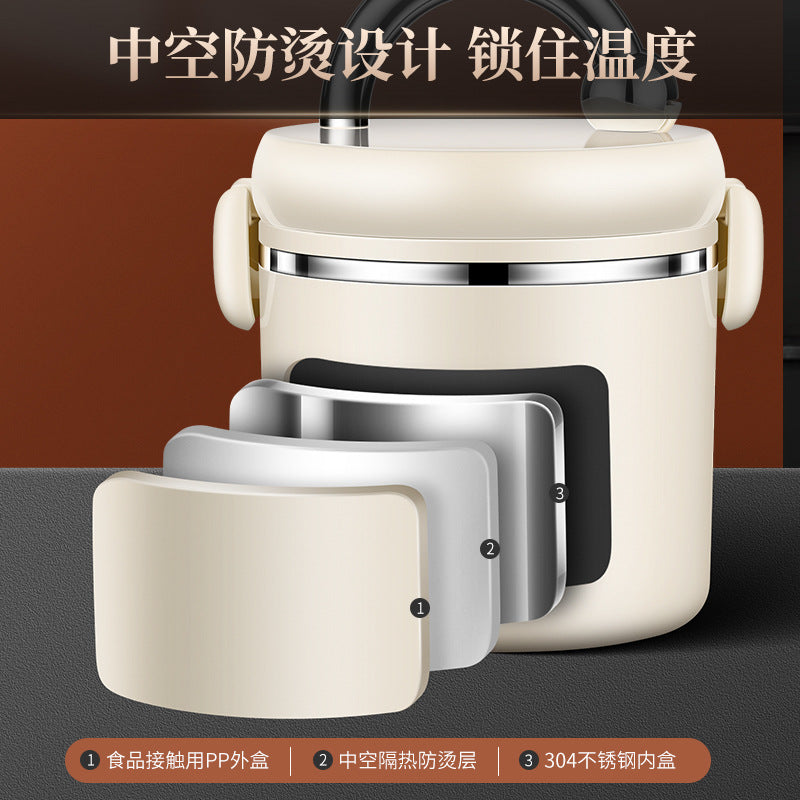 304 stainless steel thermal insulation lifting pot, portable thermal insulation bucket, portable for office workers, can be heated in microwave oven, multi-layer lunch box