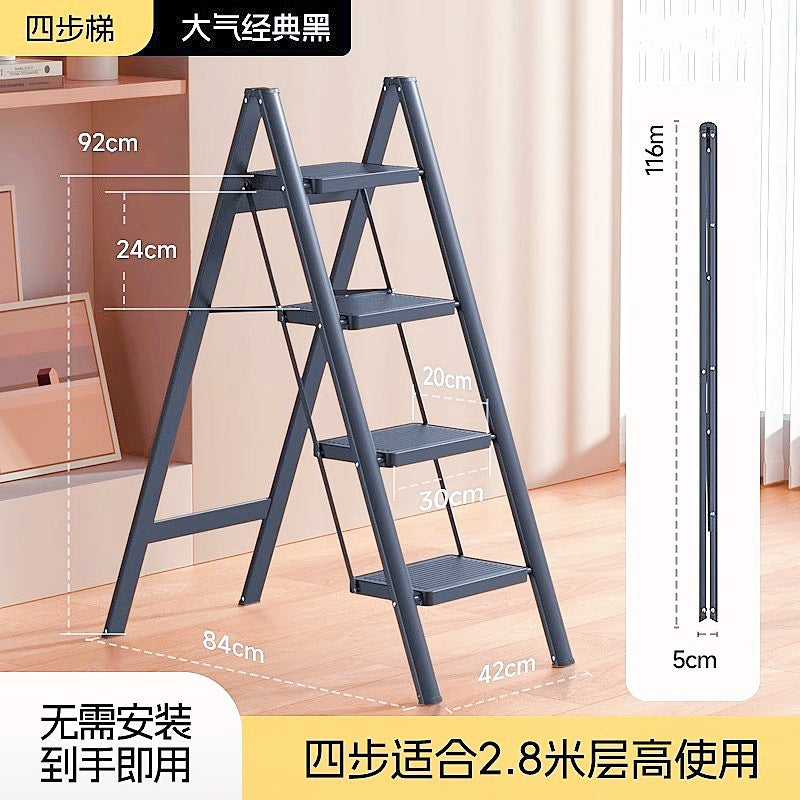 Cream wind household ladder folding ladder thickened herringbone ladder indoor multi-functional storage flower stand stair stool Internet celebrity