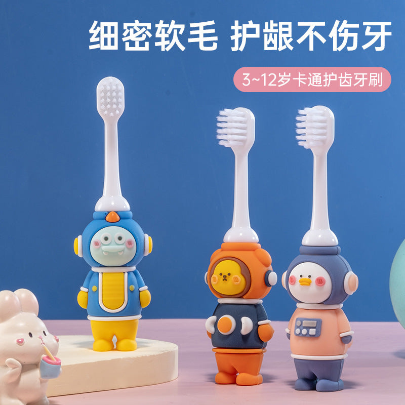 Boxed children's toothbrush cartoon baby cartoon astronaut soft bristle toothbrush 3-12 years old baby oral cleaning