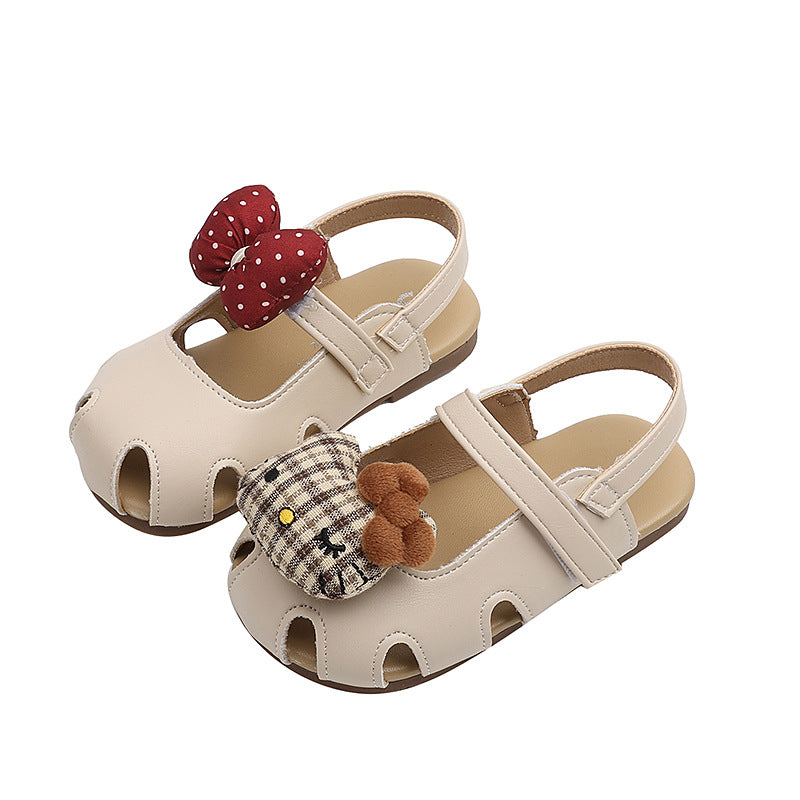 Summer new baby first walker shoes girls bowknot hollow out cool princess shoes cartoon cherry baby girl sandals