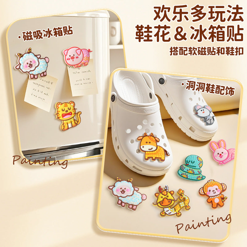 Zodiac animal diy bead dotting sticker art kit - educational & creative toy for kids, perfect for kindergarten, elementary school, and holiday gifts