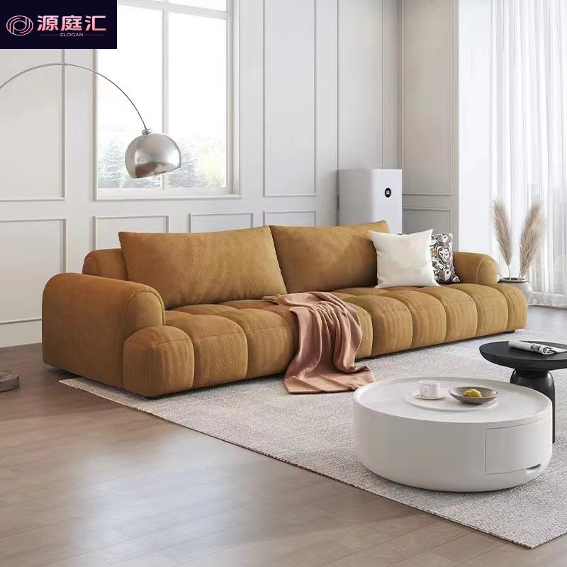 New cat scratching cloth puff french cream small apartment living room for home extremely simple row cat claw leather three-slot sofa