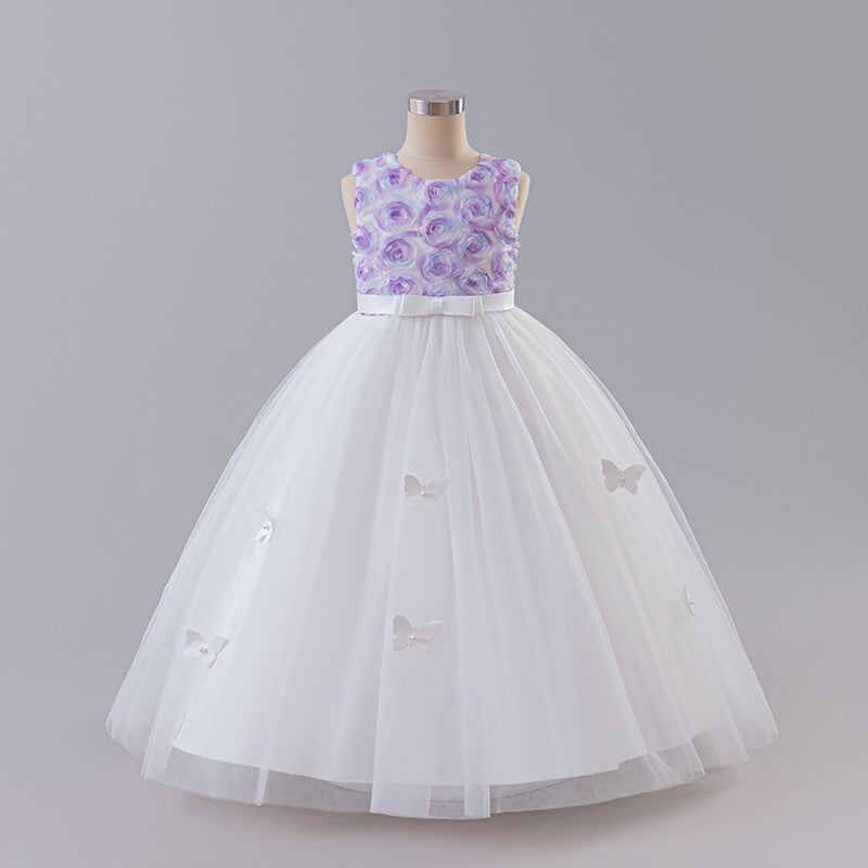 girls' formal dresses runway model evening gowns kids sleeveless long dresses princess dresses wedding dresses tutu skirts