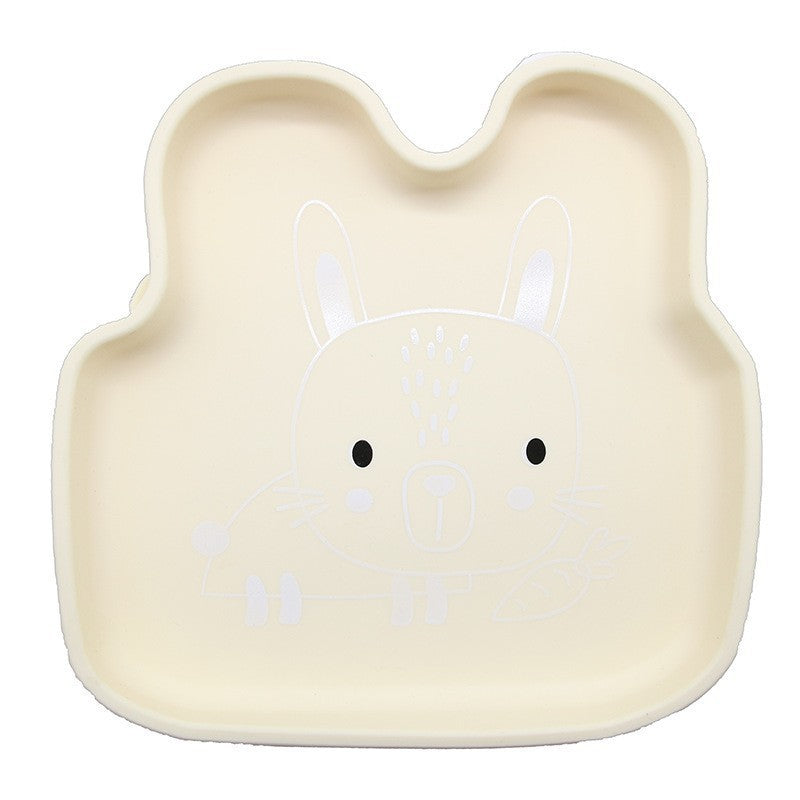 Cross-border children's silicone dinner plate baby partition plate complementary food bowl suction cup anti-drop animal shape silicone tableware