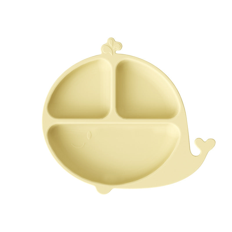 Children's silicone grid suction cup dinner plate, cartoon dinosaur integrated baby baby separation complementary food tableware customization