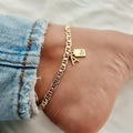 Amazon cross-border new 26 letter pendant square brand heart anklet stainless steel chain anklet simple style jewelry