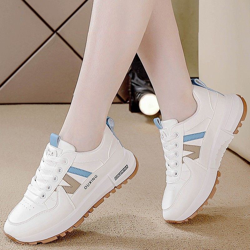plus size women's shoes new arrival breathable leather sneakers women's korean version thick solecasual soft bottom running dad shoes