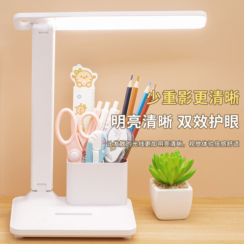 Led foldable usb rechargeable desk lamp - eye protection, smart pen holder, reading light for dorm room, student use
