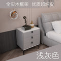 Ready-to-ship, modern, minimalist faux leather bedside table with three drawers, italian-style high-end, popular bedroom solid wood nightstand