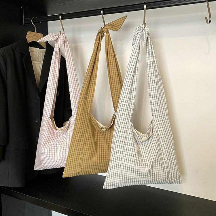 Foreign trade 2025 spring and summer new plaid shoulder bag simple versatile messenger bag large capacity casual tote bag