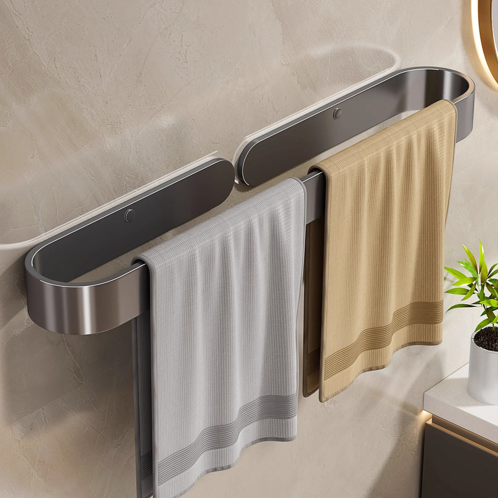 Towel rack without punching bathroom bathroom hanging rack toilet door rear wall hanging rear storage rack towel bar gun gray single pole