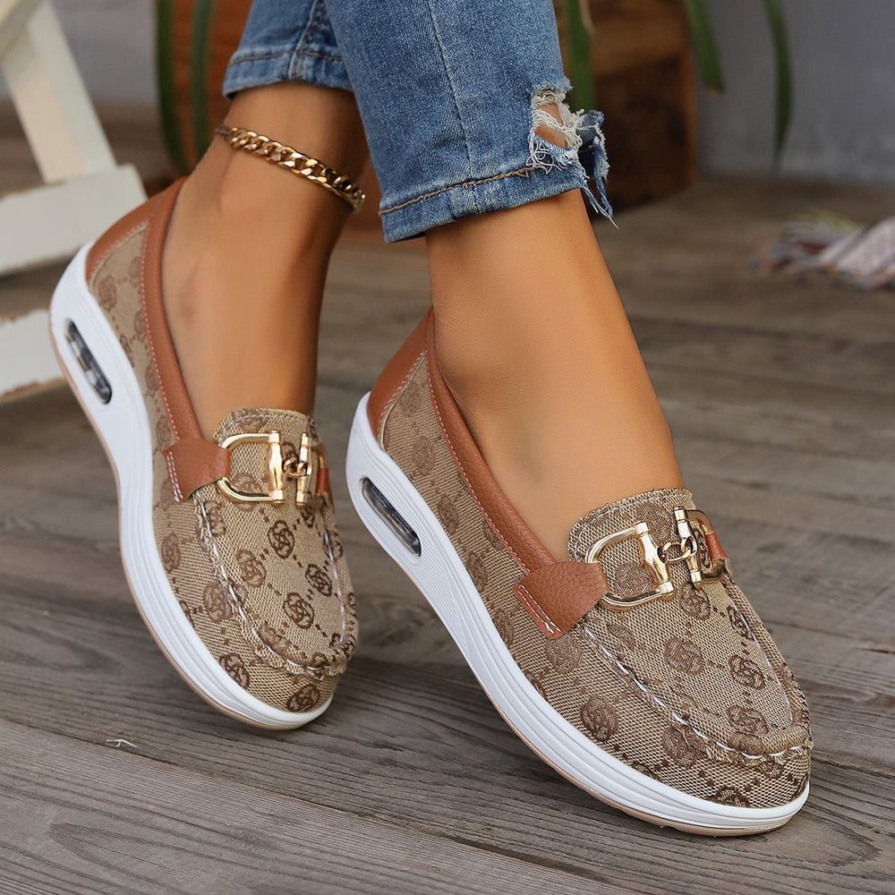 plus sizespring2026new arrivalthick sole round toe metal buckle low-top shoes fashioncasualplus size bean shoes