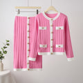 Xiaoxiangfeng round neck metal buckle knitting shirt for women new arrivalsweater tight hip skirt fall and wintertwo-piece set