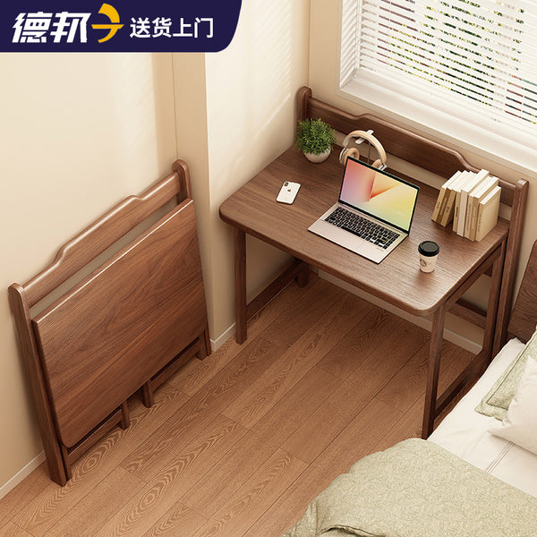 Solid wood folding desk Student household computer desk Bedroom small apartment study table Bedside writing table Simple table