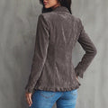 European and american cross-border exclusive: autumn/winter retro casual blazer with ruffle trim, slim-fit, and figure-flattering women's cropped jacket