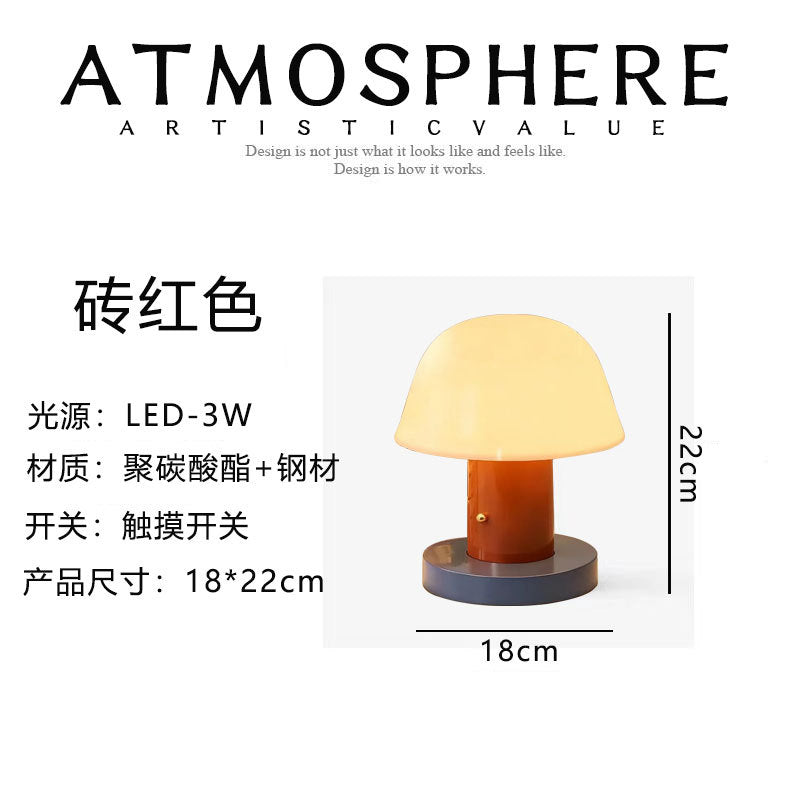 Luxury mushroom table lamp - portable, nordic retro style, decorative ambient light for bedroom, bedside, and desk