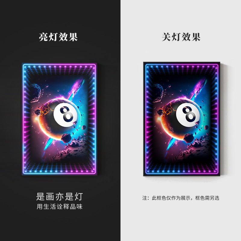Black eight ball astronaut billiard hall wall decoration painting luminous billiard room hanging painting chess and card club atmosphere light painting