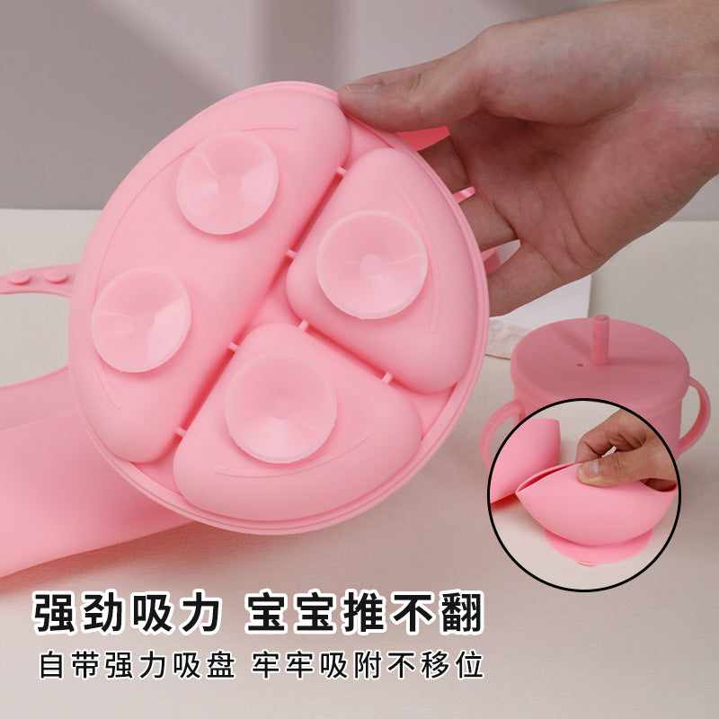bestselling silicone baby feeding set: infant supplies, baby food bowl, fork, spoon, bib, and utensil set