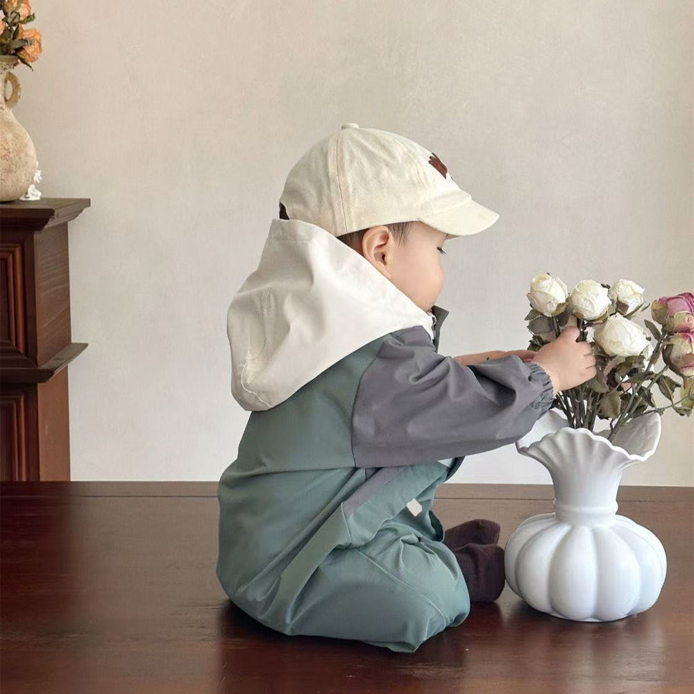 Spring & fall jacket double layer outwear hooded baby style clothes jumpsuit cute outwear cartoon baby clothes