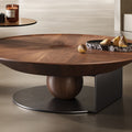 Ready-to-ship minimalist designer ufo coffee table, perfect for living rooms and small apartments. features a round walnut veneer and a touch of understated luxury. available as a coffee table set