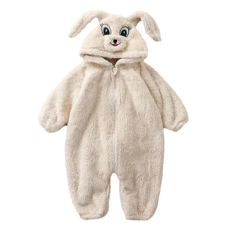 Baby cartoon bunny panda plush onesie infant cute warm clothes toddler romper home jumpsuit