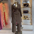 European and american cross-border women's fashion  spring new arrival: elegant mid-length long-sleeve blazer and high-waisted pants set