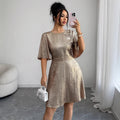 Amazon fashion cross-border women's flared sleeve backless tie-waist a-line mini dress