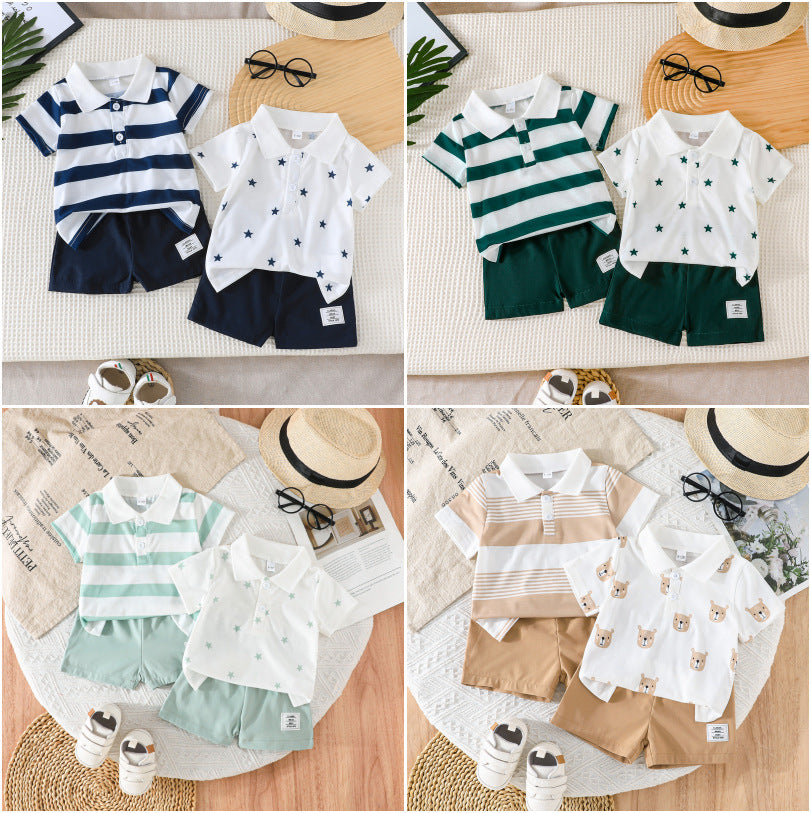 Boys' summer outfit set:  new cool & stylish short-sleeve two-piece set for baby boys - trendy summer fashion for kids