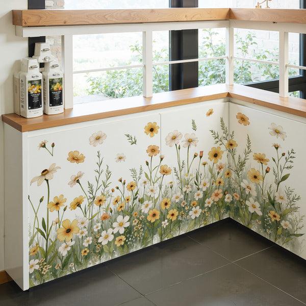 Daisy plant wall skirting decorative sticker  hair removable butterfly flower background wall sticker 69140