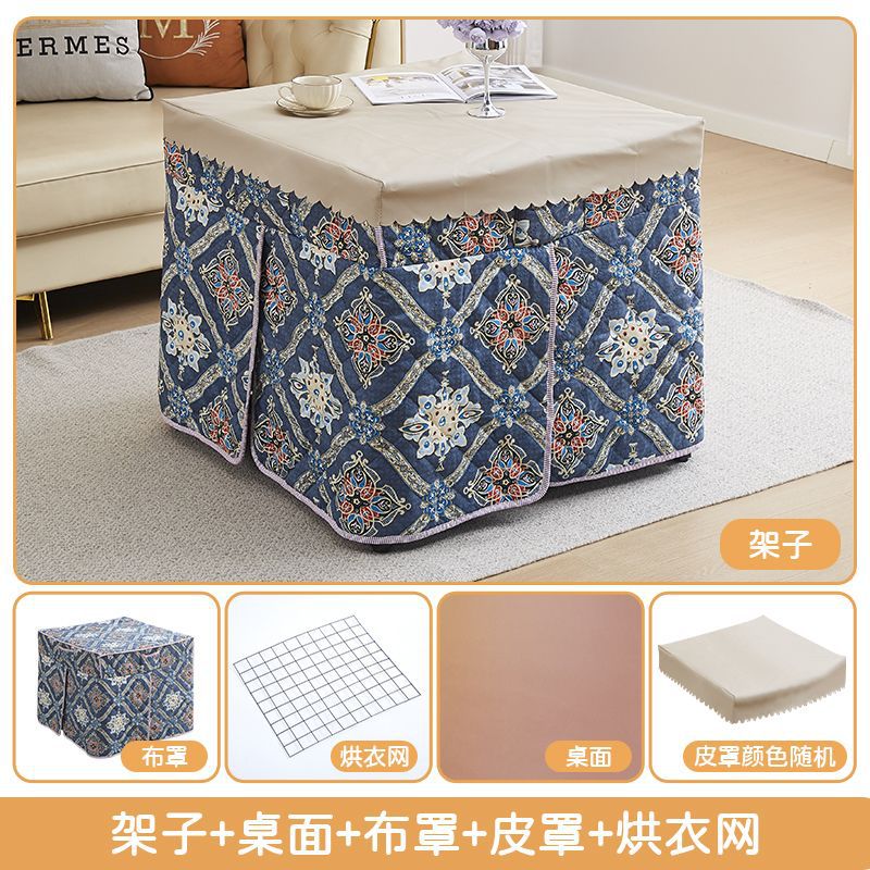 Sintered stone folding fire table - new winter square heating dining table for rental housing, dorms, and home study