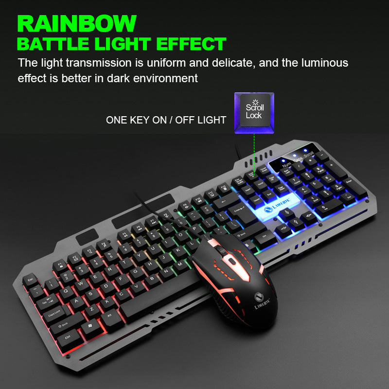 Li-mag t25 mechanical feel keyboard and mouse combo - wired metal keycap set for gaming, office, and desktop use
