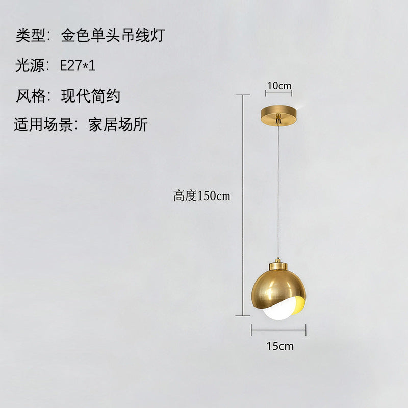 Modern minimalist black and gold half-round crystal double-light linear pendant lamp - italian style for bedroom, bedside, dining room, bar, and hotel