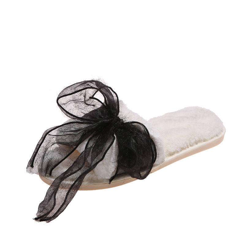 plus sizefall and winternew arrival cotton slippers for women harajuku style bows home indoor soft bottom cute furry slippers