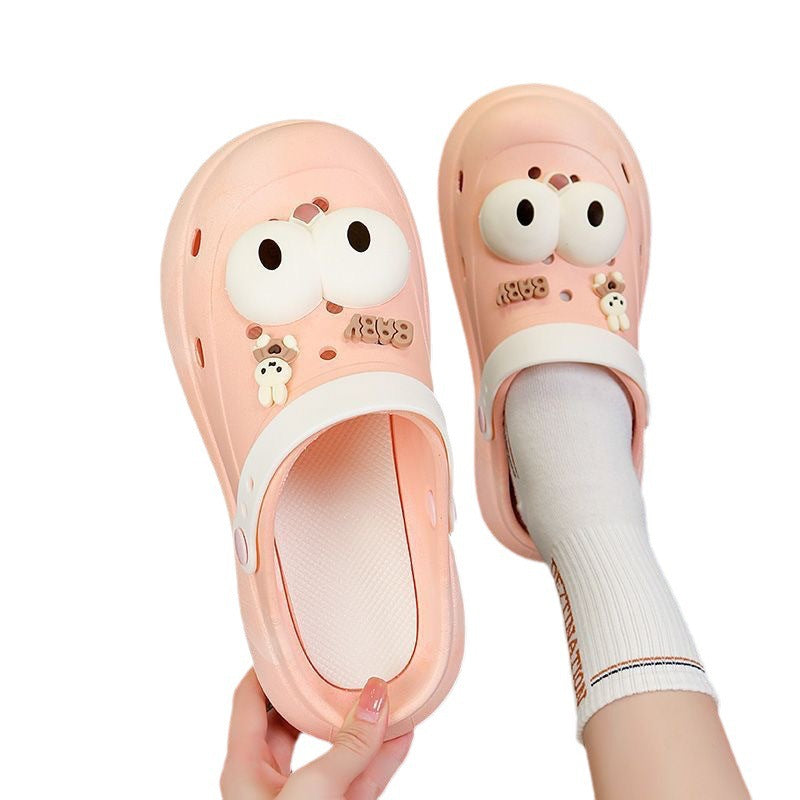 2024diy cartoon color matching clogs women's summer thick sole stepping on shit feeling outweareasiest for matchcasual toe-cap half drag sandals