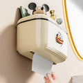 Bathroom sliding lid tissue box wall-mounted multi-functional towel storage rack punch-free waterproof roll paper storage box