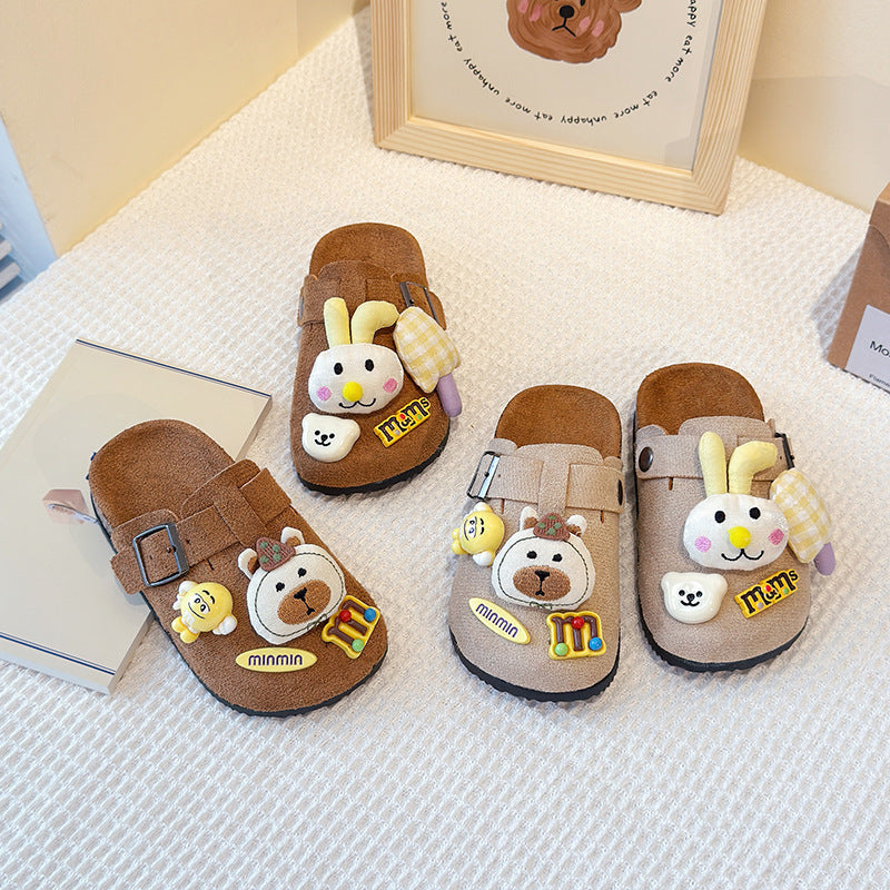 Kids birkenstock shoes women's retroeasiest for matchcute spring autumoutwear cartoon heattech half-slotted forest style birkenstock cotton slippers