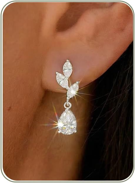 Amazon foreign trade new year wedding zircon teardrop earrings pearl pendant bridal stud earrings elegant gift for women