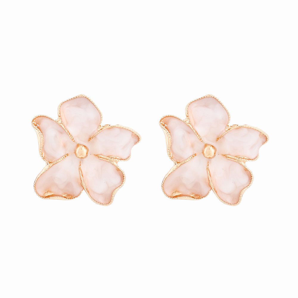 European and american cross-border sweet alloy enamel flower earrings - women's stylish, versatile, vacation-inspired leaf stud earrings wholesale