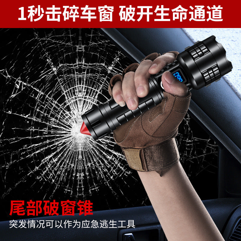 Customized hot-selling white laser exploding strong light flashlight charging outdoor digital display tactical flashlight