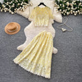 French gentle style heavy industry lacecut outtops high waist skirt women's summer gentle style two-piece set work clothing slimming look