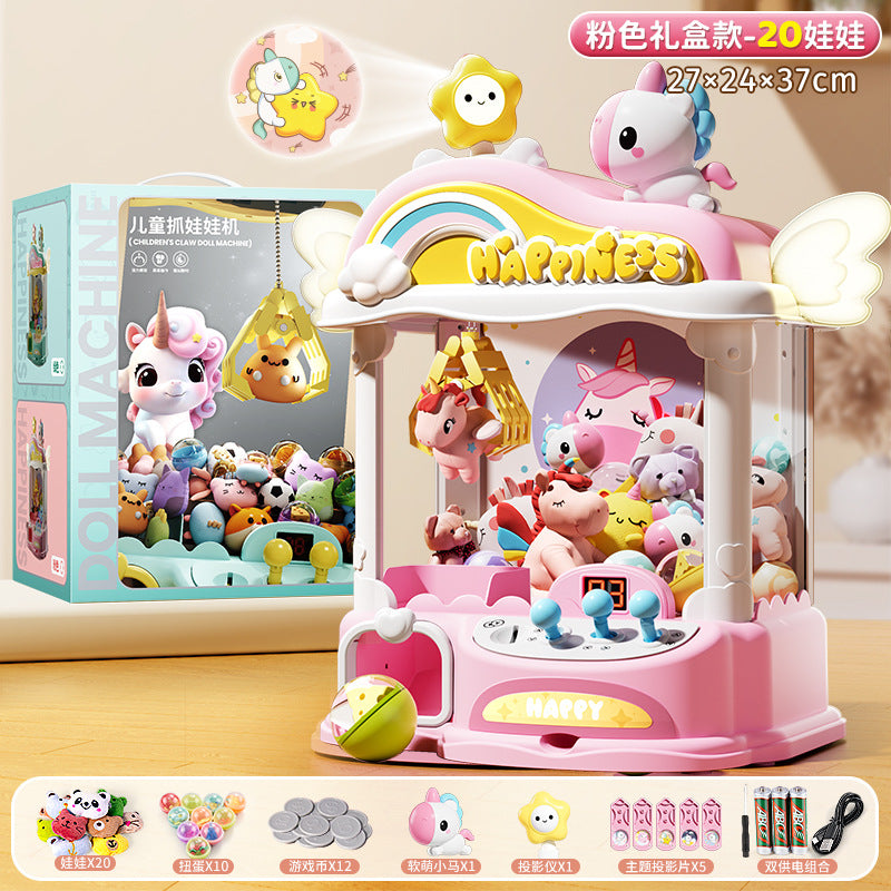 2024 new unicorn pony mini claw machine large popular children's toy clip doll for boys and girls