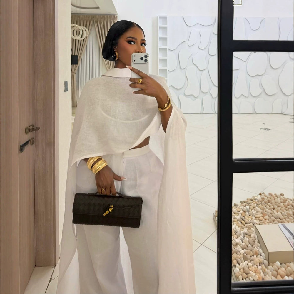 European and american cross-border women's clothing  summer new arrival: elegant long shawl top and high-waisted straight-leg pants set