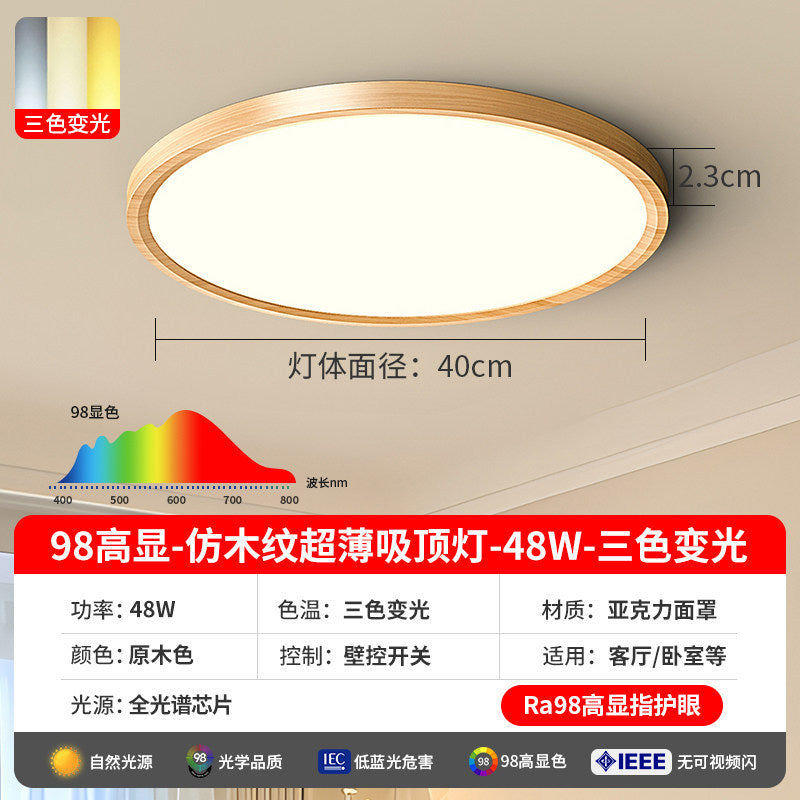 Japanese walnut eye protection ultra-thin bedroom ceiling lamp wabi-sabi style simple scandinavian balcony aisle room study lamp