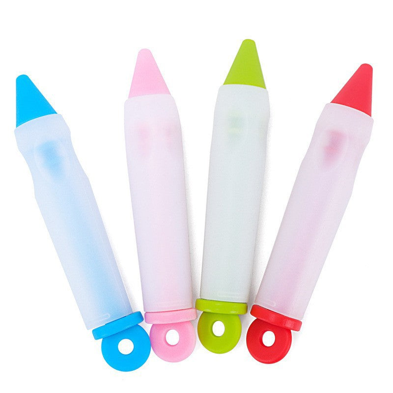Silicone piping pen 4-head set, chocolate cream piping nozzle, cake baking cookies, dessert decoration writing pen