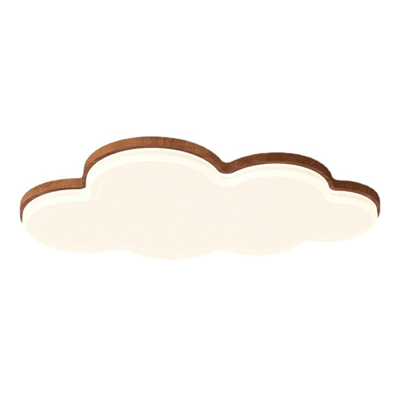 Vintage medieval style bedroom light creative children's room boys and girls cloud ceiling light walnut color Zhongshan lamp