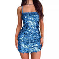 2025 european and american cross-border women's sequin cami dress - party, prom, and clubwear - spicy backless mini bodycon dress