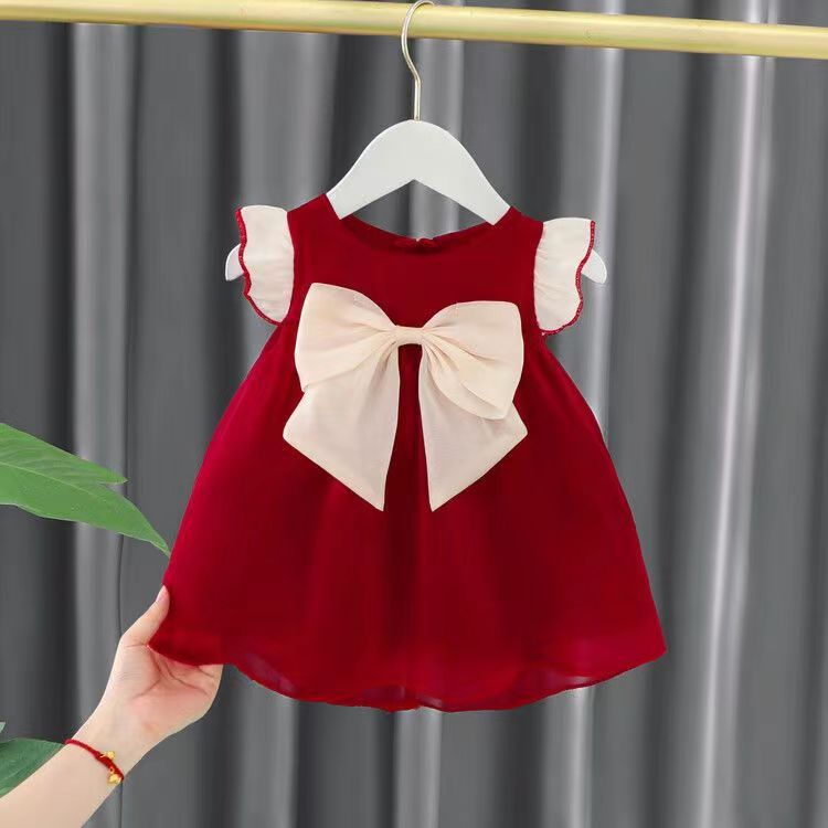 Girls' summer outfit  birthday chinese style baby girl dress summer chic sleeveless princess dress