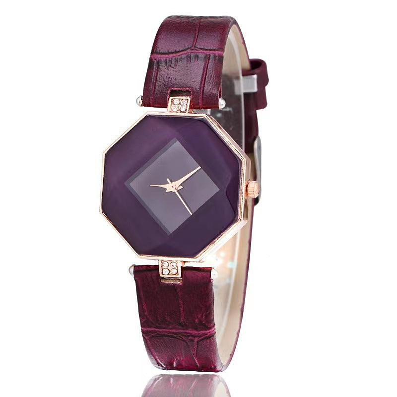 Amazon bestseller korean style wholesale women's champagne watch - prismatic diamond fashion ladies' watch - white